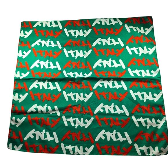 Italy Green Scarf Red White Pattern bandana italian - Picture 2 of 6